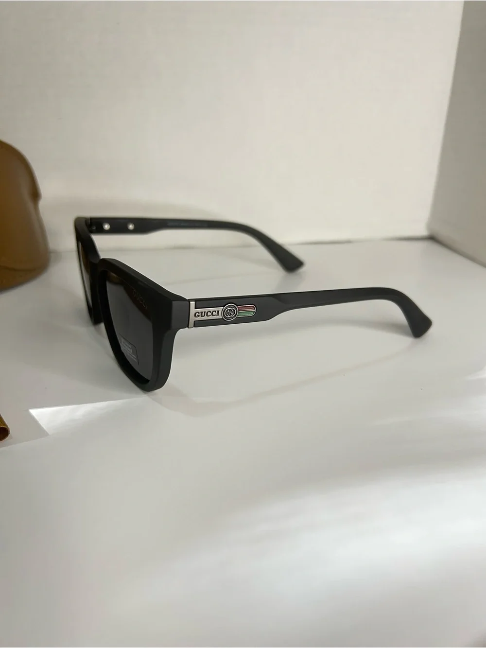 Gucci Matte Black Square Sunglasses with Dark Lenses